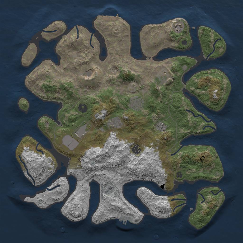 Rust Map: Procedural Map, Size: 4000, Seed: 285103539, 16 Monuments