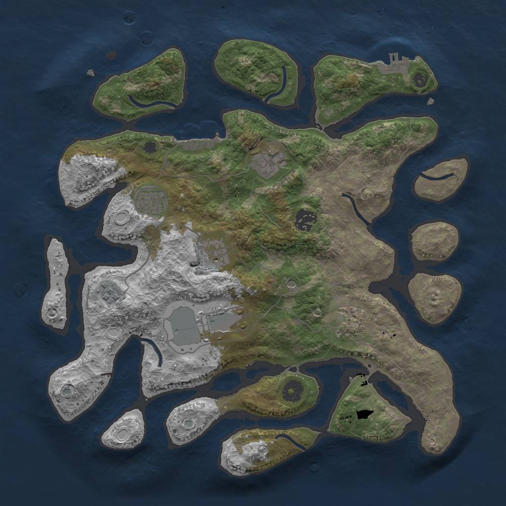 Rust Map: Procedural Map, Size: 3500, Seed: 271125732, 15 Monuments