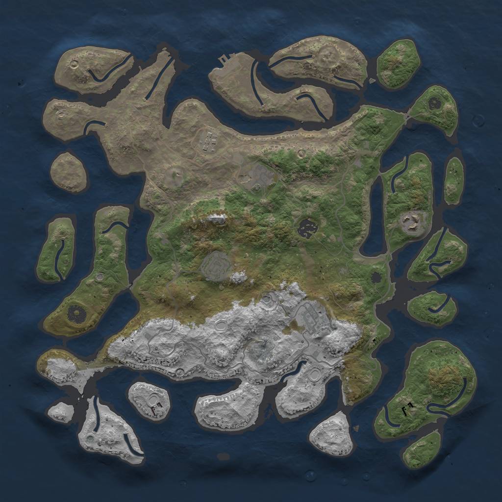 Rust Map: Procedural Map, Size: 4000, Seed: 65453, 13 Monuments
