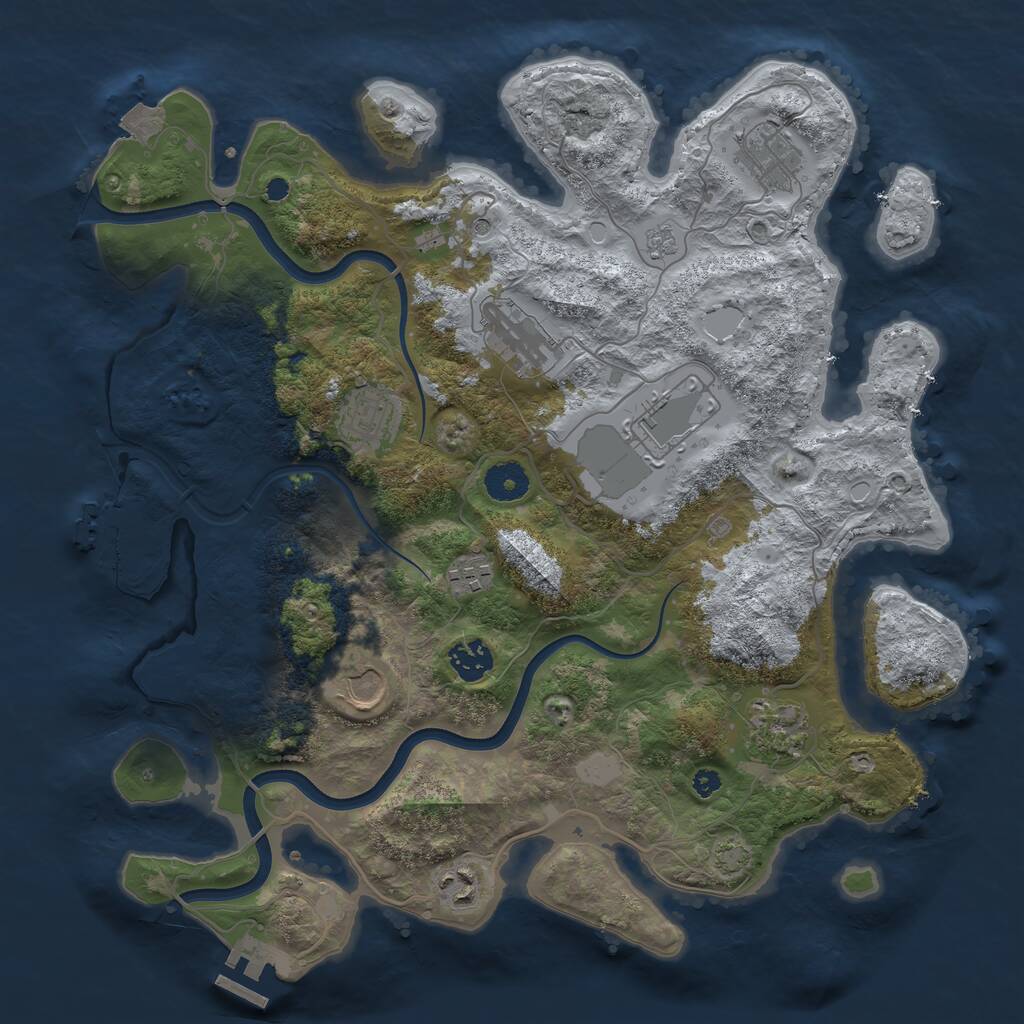 Rust Map: Procedural Map, Size: 3700, Seed: 1495045842, 15 Monuments
