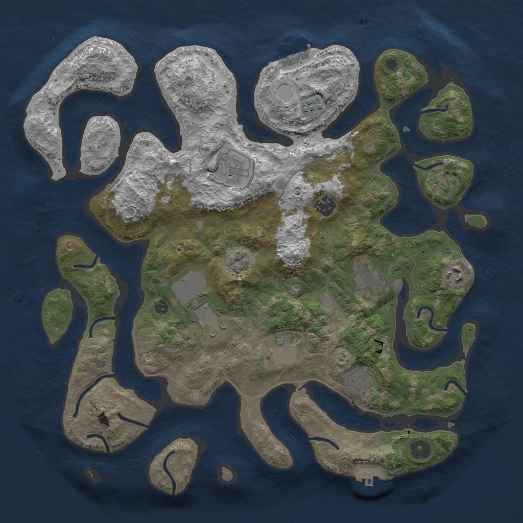 Rust Map: Procedural Map, Size: 4000, Seed: 36947927, 16 Monuments