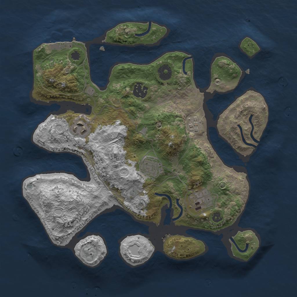 Rust Map: Procedural Map, Size: 3000, Seed: 1213948871, 11 Monuments
