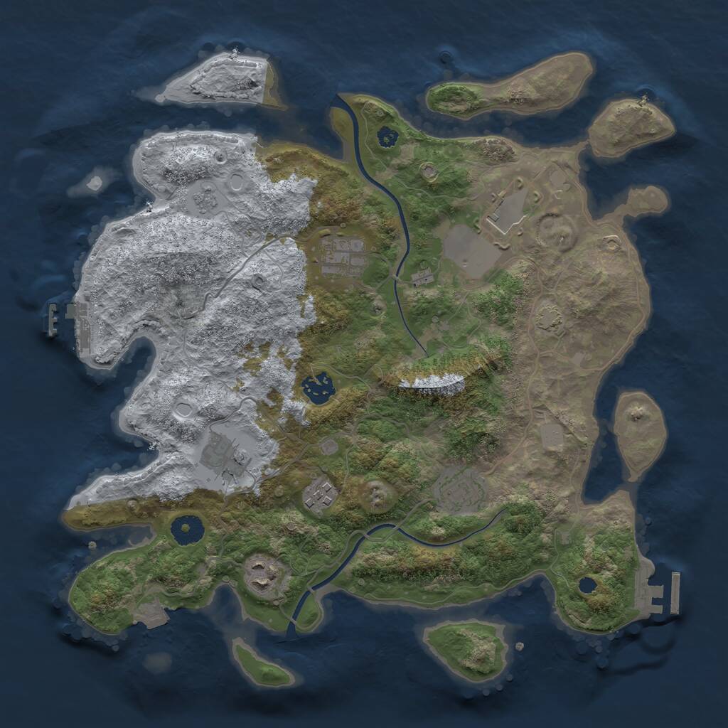 Rust Map: Procedural Map, Size: 3500, Seed: 98017874, 12 Monuments