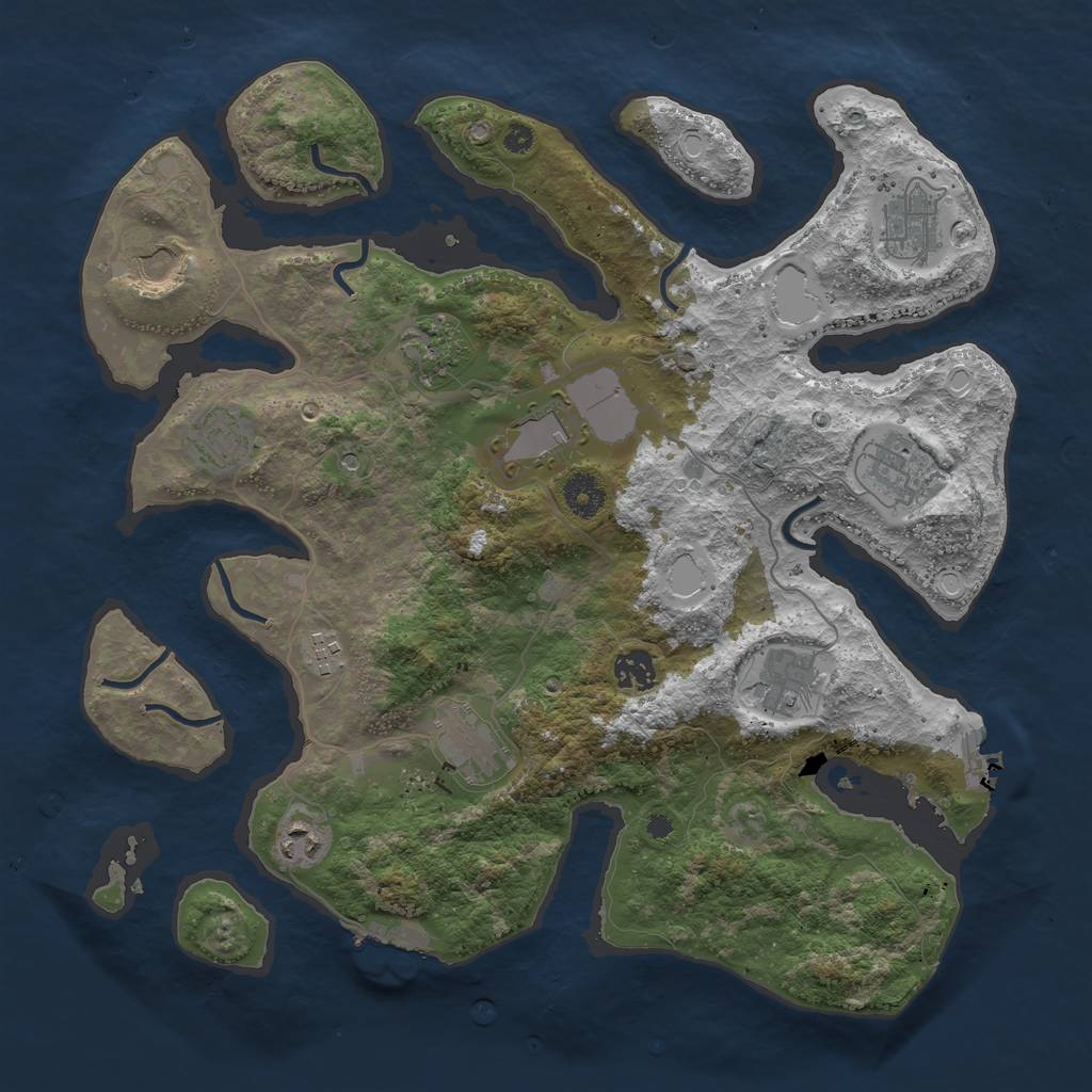 Rust Map: Procedural Map, Size: 3850, Seed: 458539611, 19 Monuments