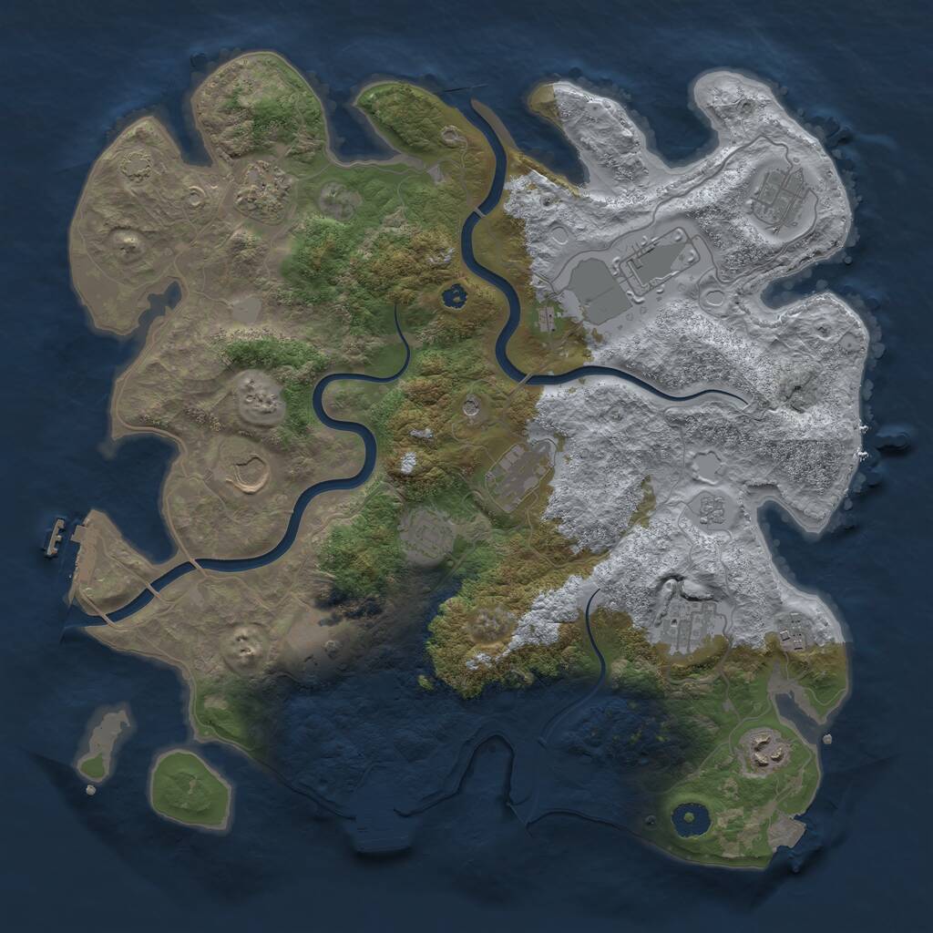 Rust Map: Procedural Map, Size: 3850, Seed: 458539611, 16 Monuments