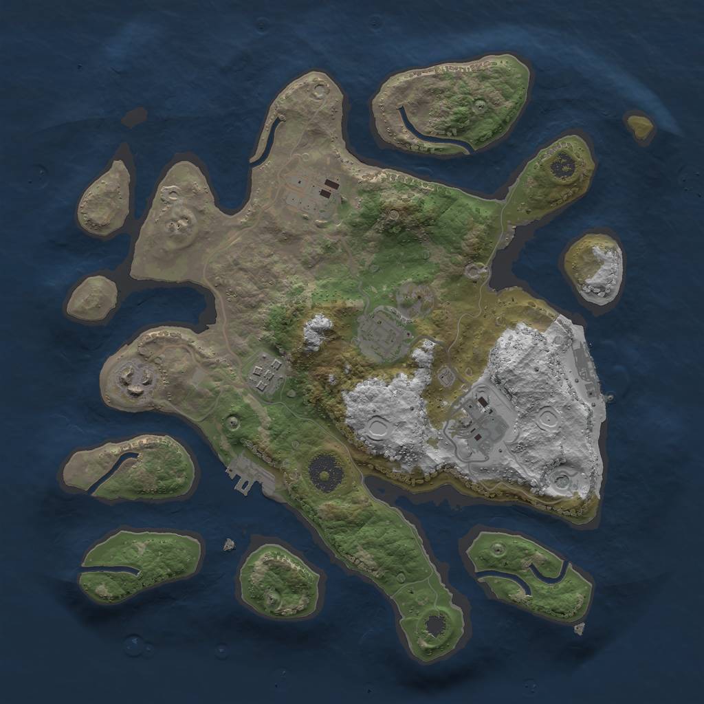 Rust Map: Procedural Map, Size: 3000, Seed: 1646333602, 13 Monuments