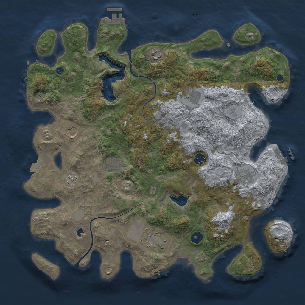 Rust Map: Procedural Map, Size: 4000, Seed: 97853, 14 Monuments