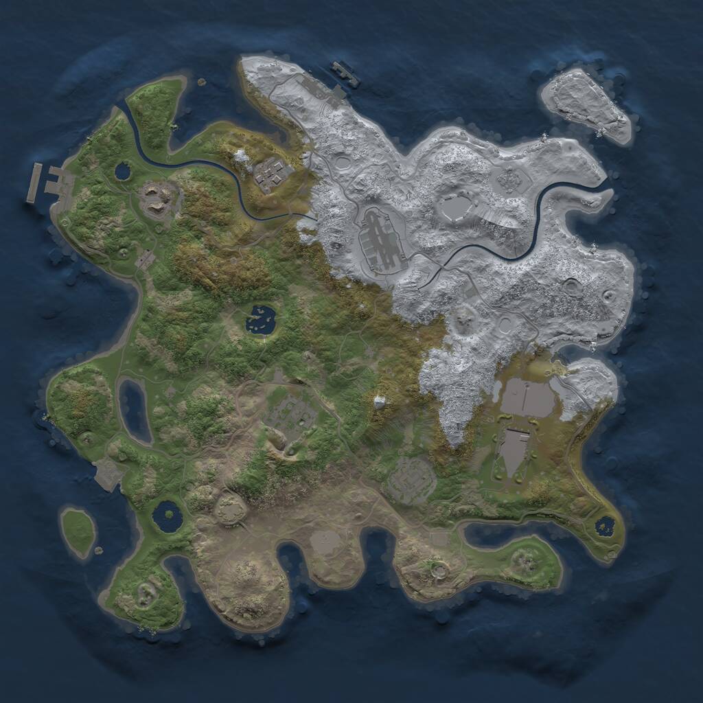 Rust Map: Procedural Map, Size: 3500, Seed: 641, 12 Monuments