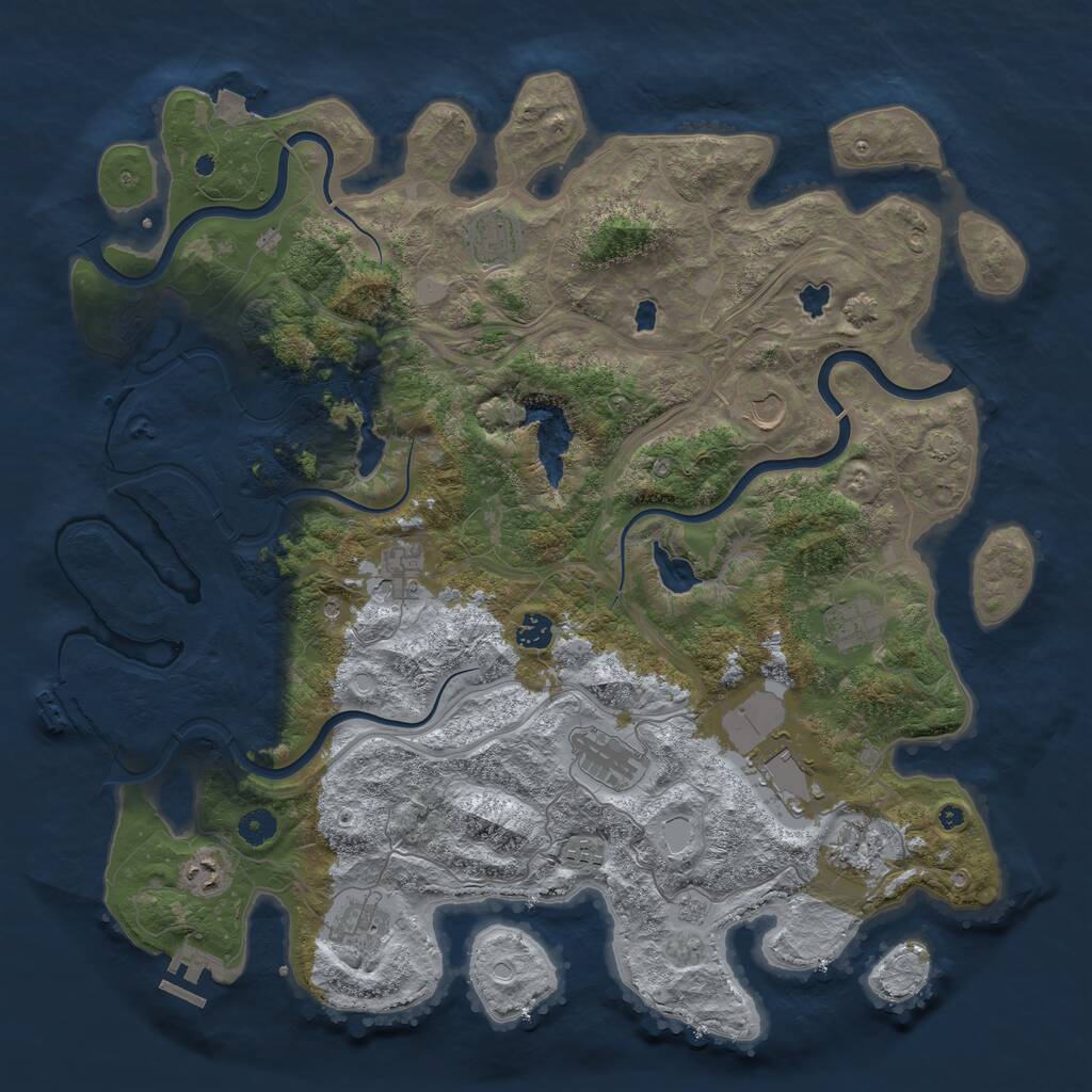 Rust Map: Procedural Map, Size: 4500, Seed: 4621, 17 Monuments