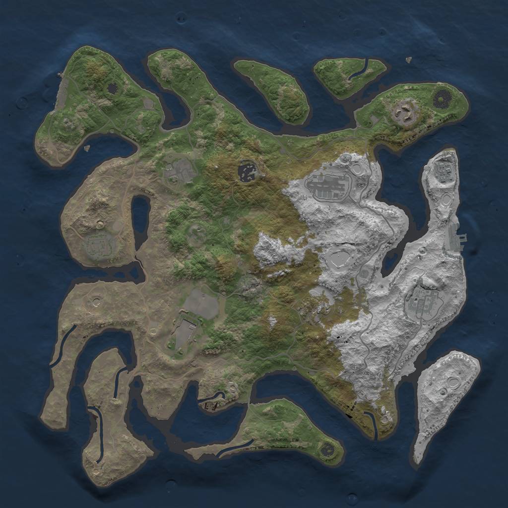Rust Map: Procedural Map, Size: 4000, Seed: 105544485, 17 Monuments