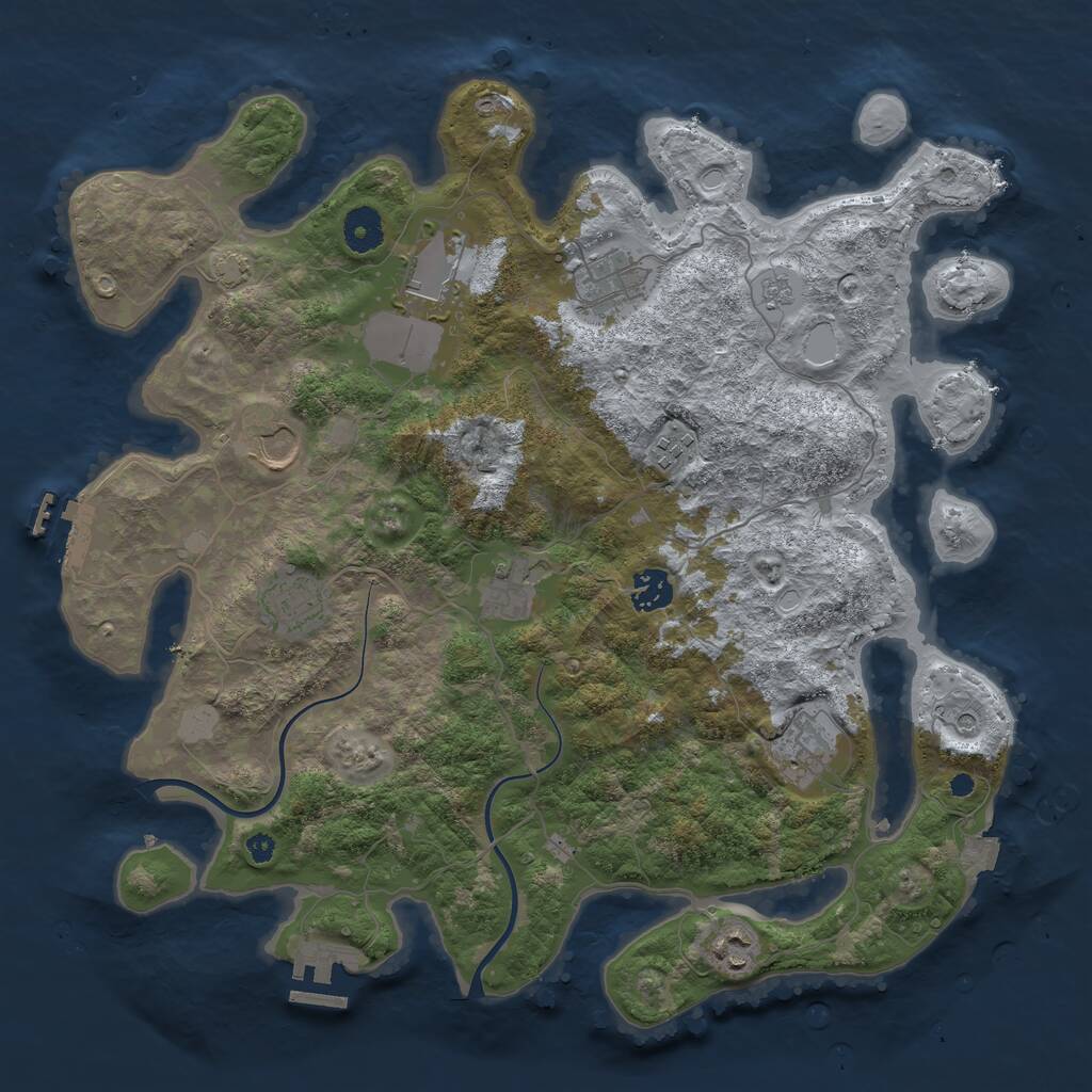 Rust Map: Procedural Map, Size: 3800, Seed: 13777, 15 Monuments