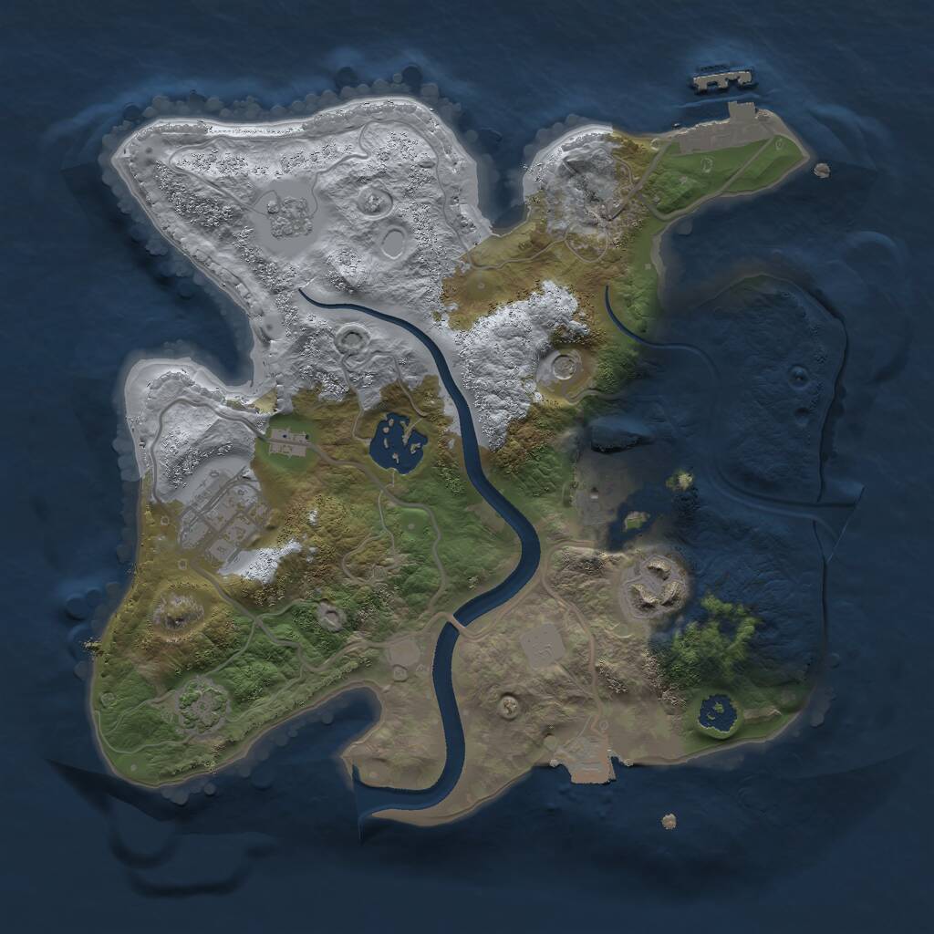 Rust Map: Procedural Map, Size: 2500, Seed: 432234, 9 Monuments