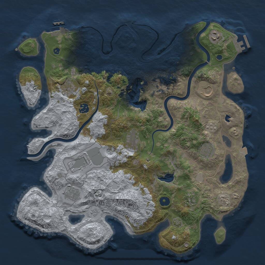 Rust Map: Procedural Map, Size: 4000, Seed: 688157550, 16 Monuments