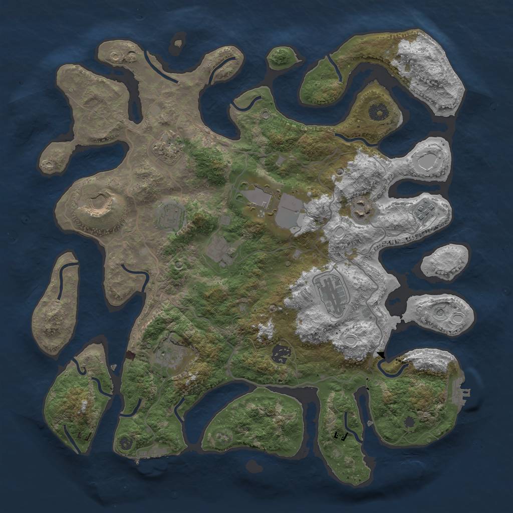Rust Map: Procedural Map, Size: 4003, Seed: 13824, 18 Monuments