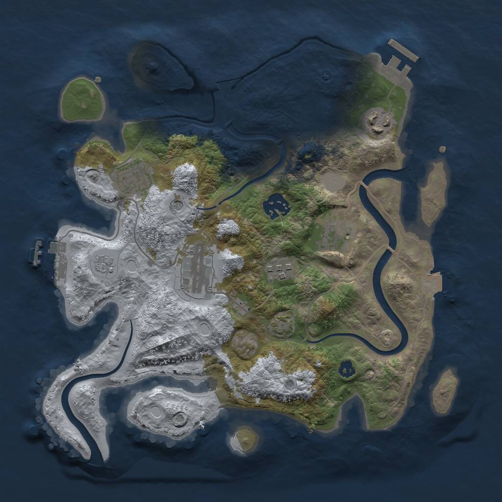 Rust Map: Procedural Map, Size: 3000, Seed: 1663844488, 12 Monuments