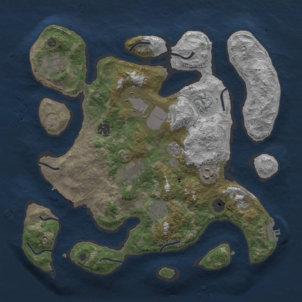 Rust Map: Procedural Map, Size: 3500, Seed: 32221, 16 Monuments