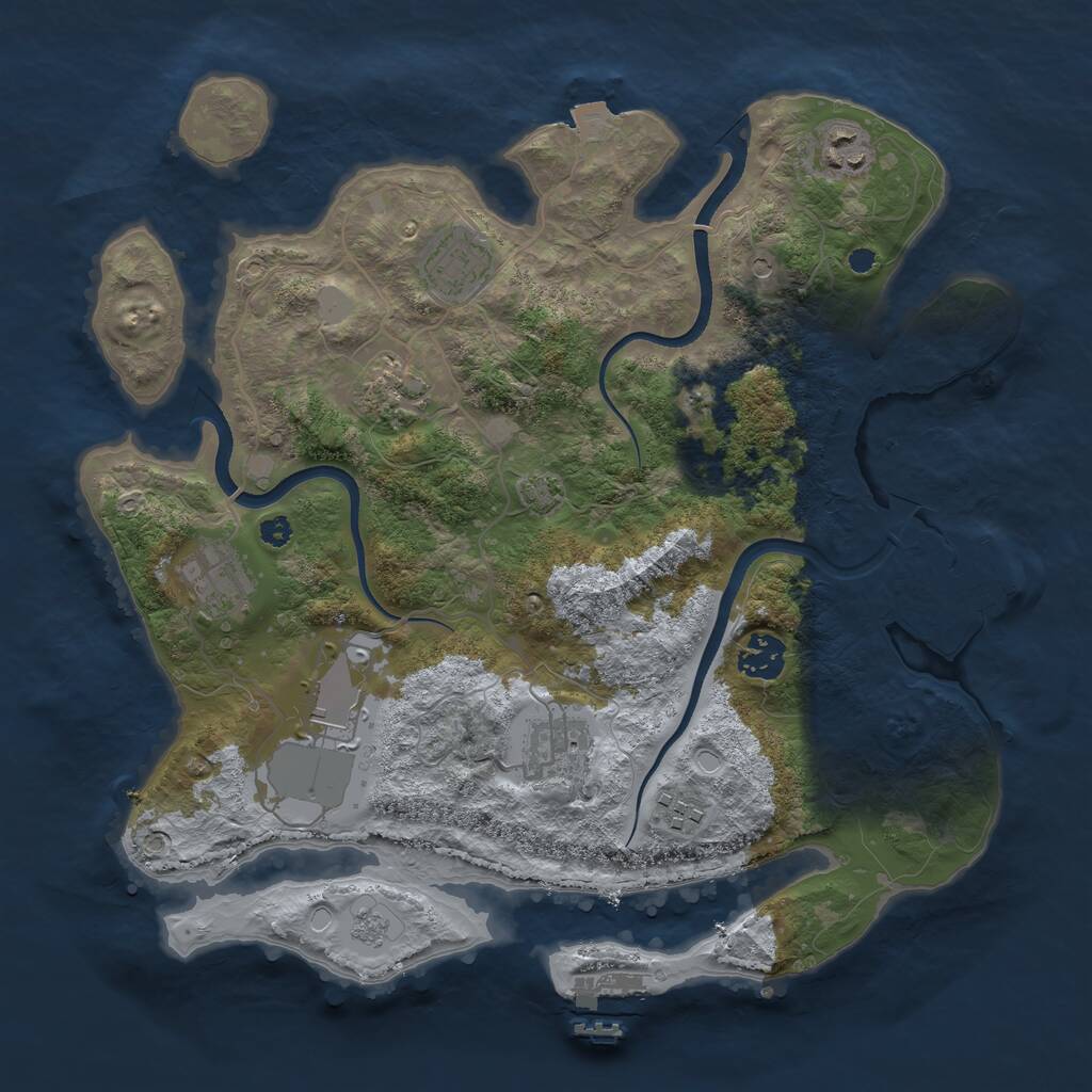 Rust Map: Procedural Map, Size: 3500, Seed: 5963, 14 Monuments