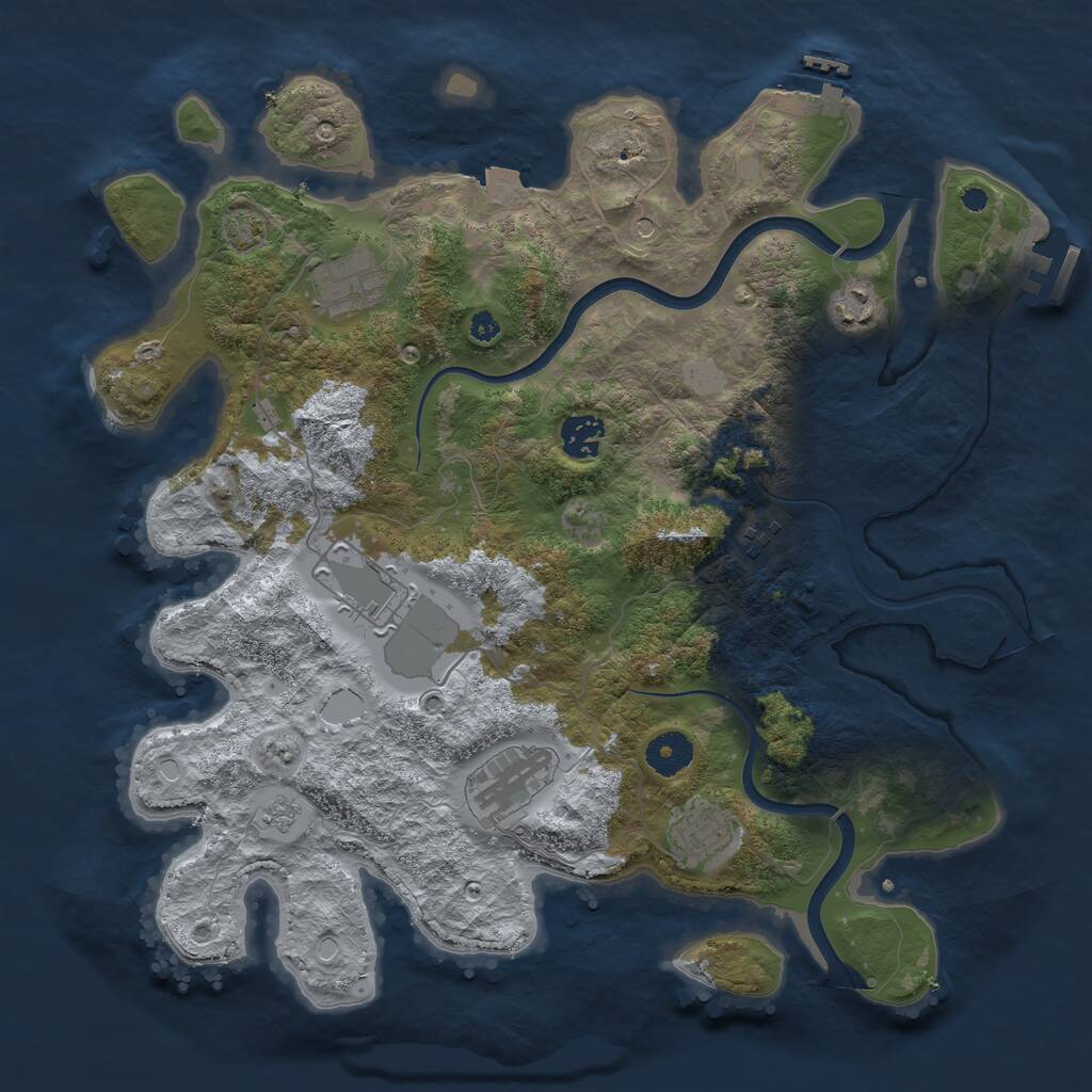 Rust Map: Procedural Map, Size: 3700, Seed: 778429441, 13 Monuments