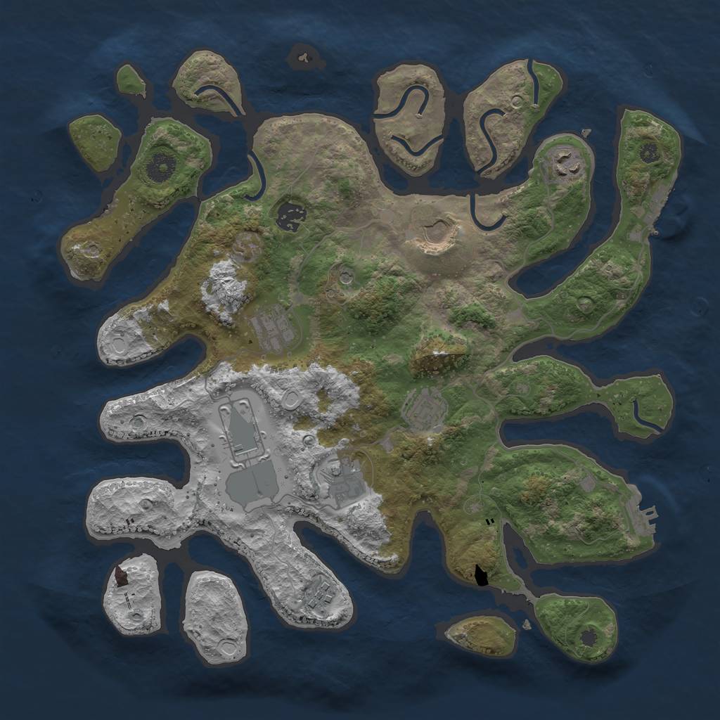 Rust Map: Procedural Map, Size: 3700, Seed: 778429441, 16 Monuments