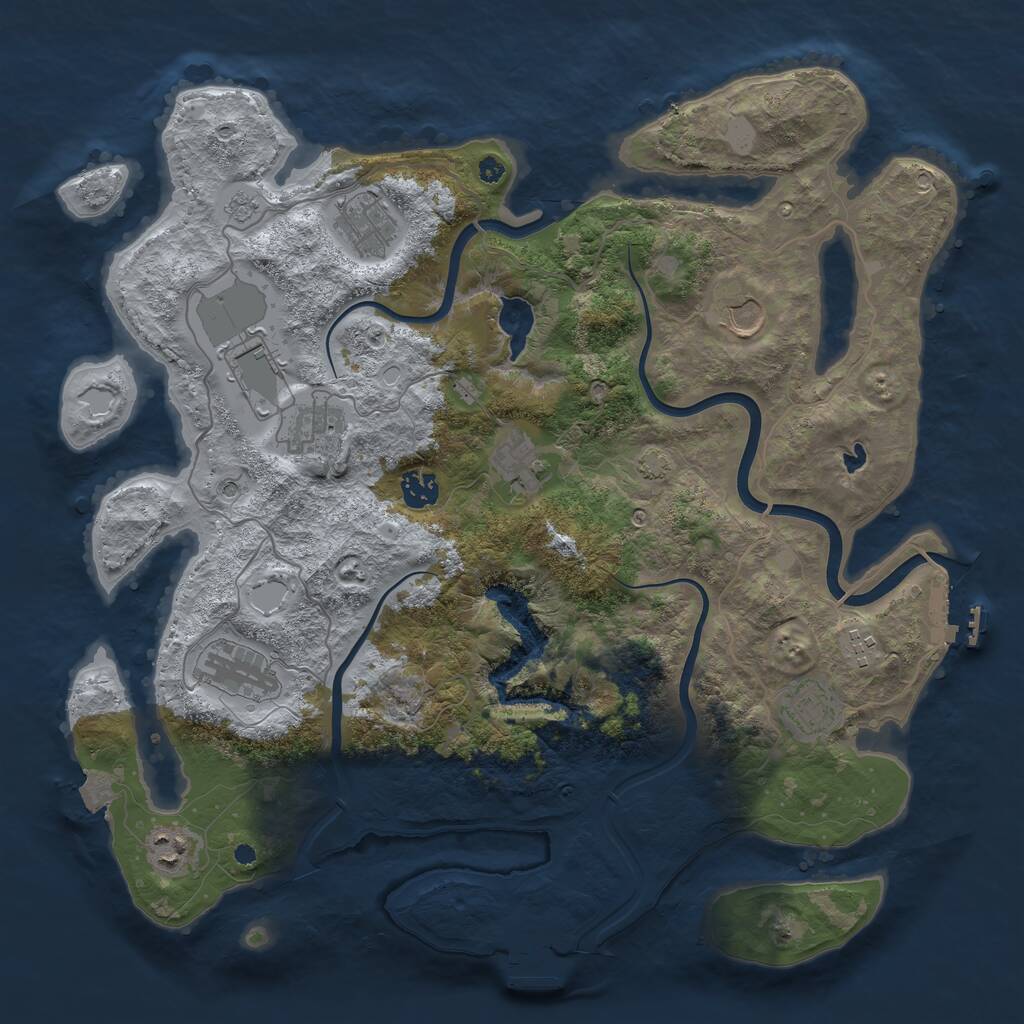 Rust Map: Procedural Map, Size: 4000, Seed: 1843191272, 16 Monuments