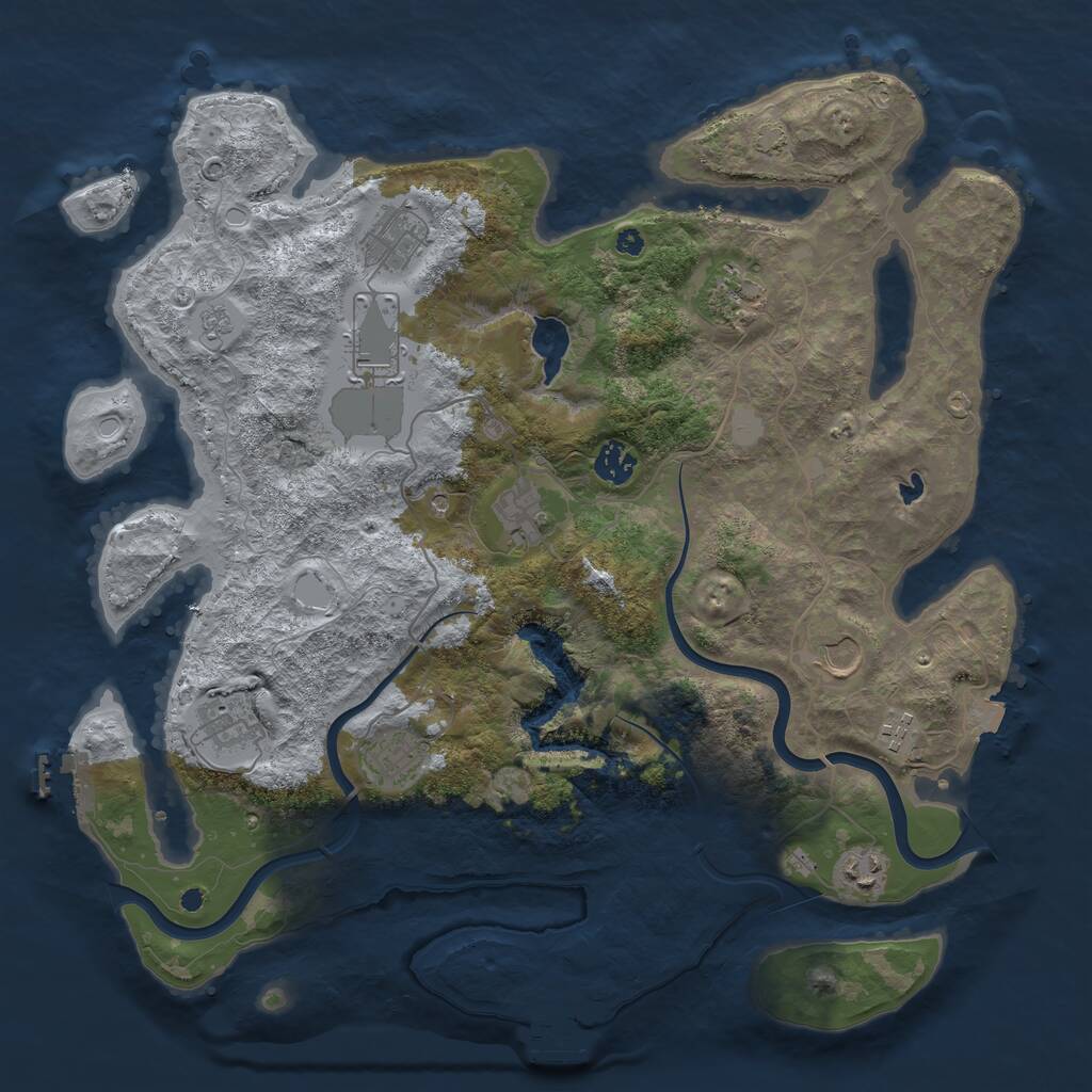 Rust Map: Procedural Map, Size: 4000, Seed: 1843191272, 16 Monuments