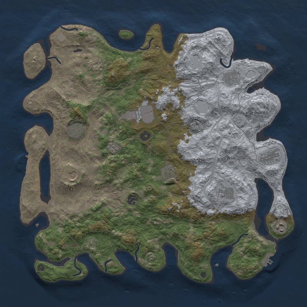 Rust Map: Procedural Map, Size: 4500, Seed: 2120932150, 18 Monuments