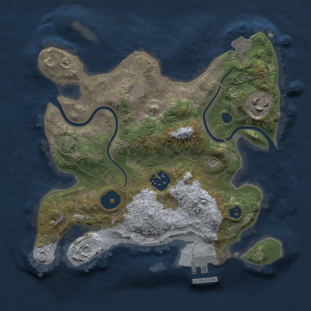 Rust Map: Procedural Map, Size: 2500, Seed: 243654, 6 Monuments