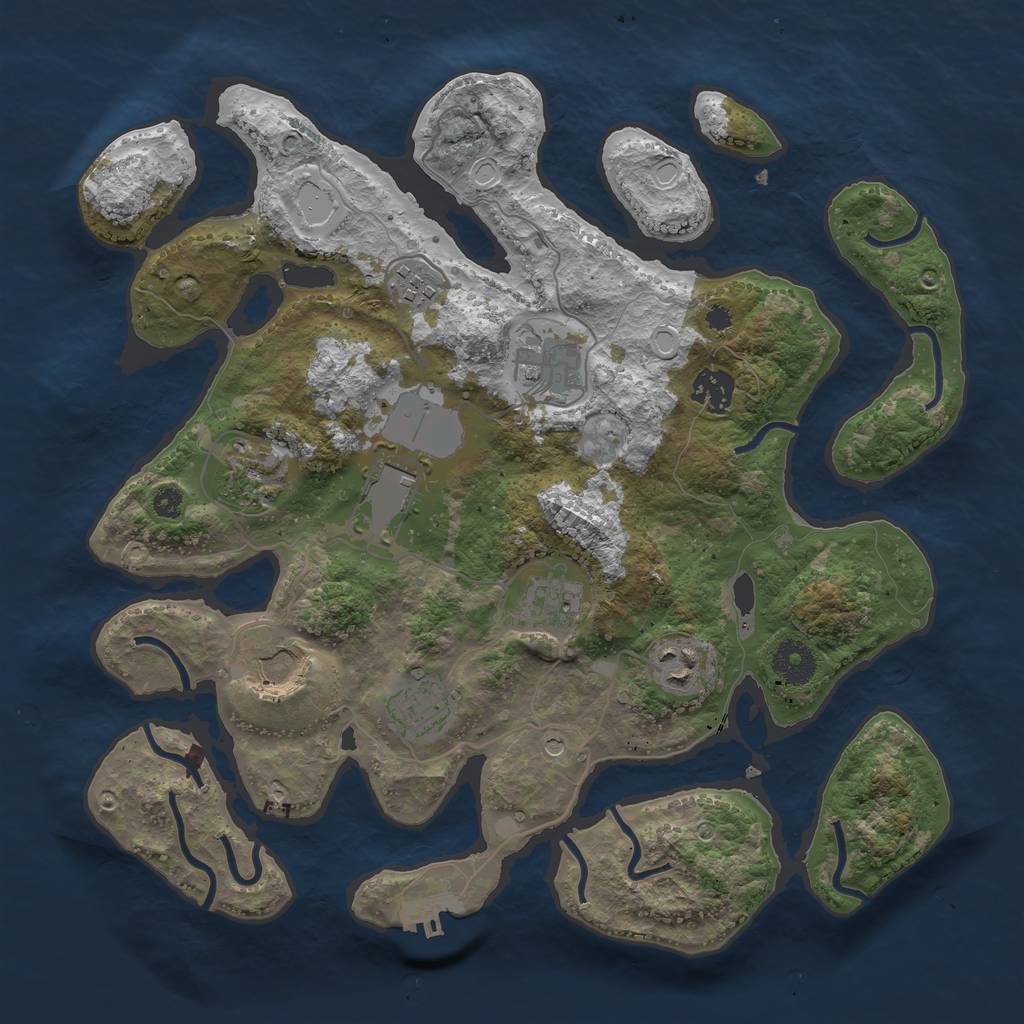 Rust Map: Procedural Map, Size: 3500, Seed: 55122, 16 Monuments