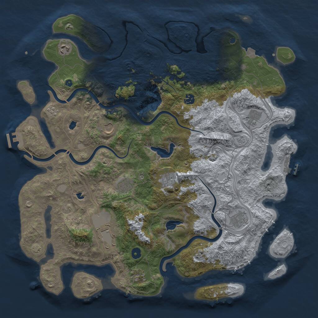 Rust Map: Procedural Map, Size: 4500, Seed: 1417726346, 16 Monuments
