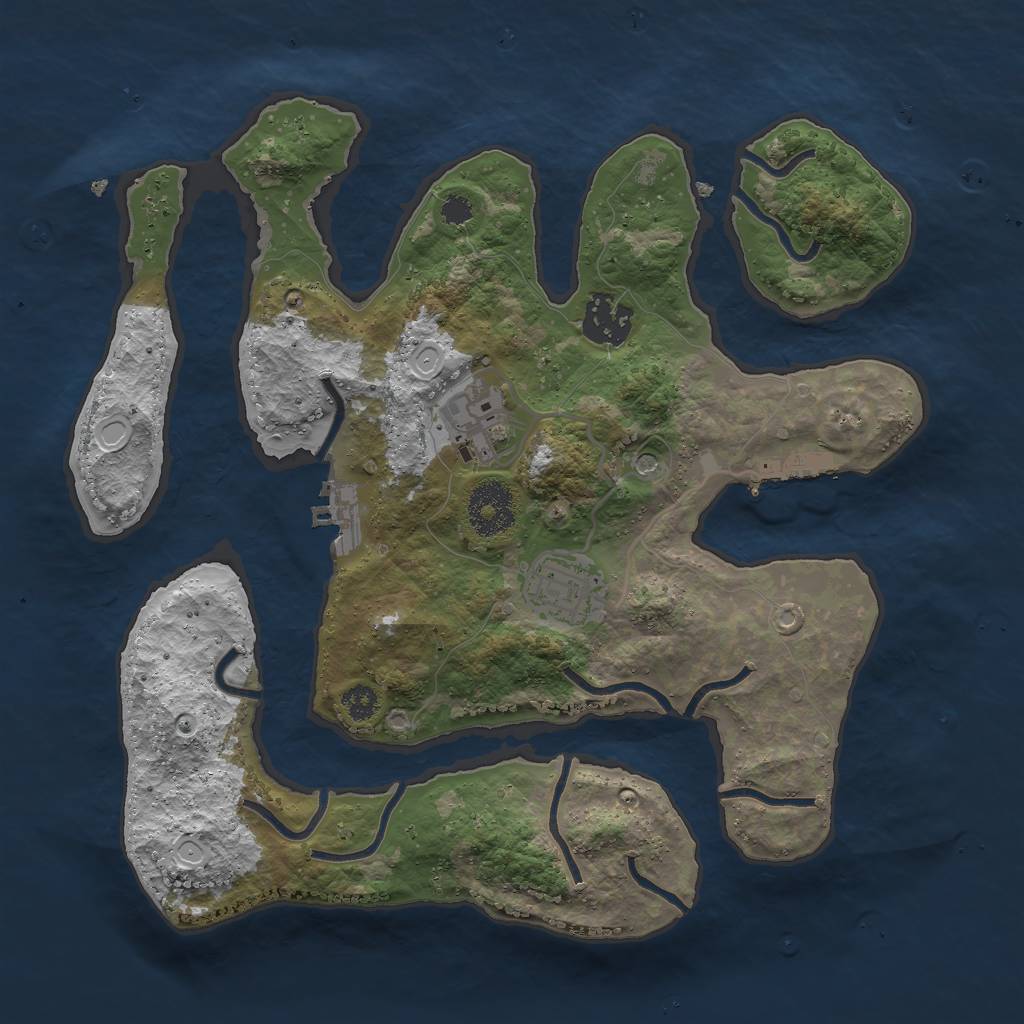 Rust Map: Procedural Map, Size: 3000, Seed: 807638452, 11 Monuments