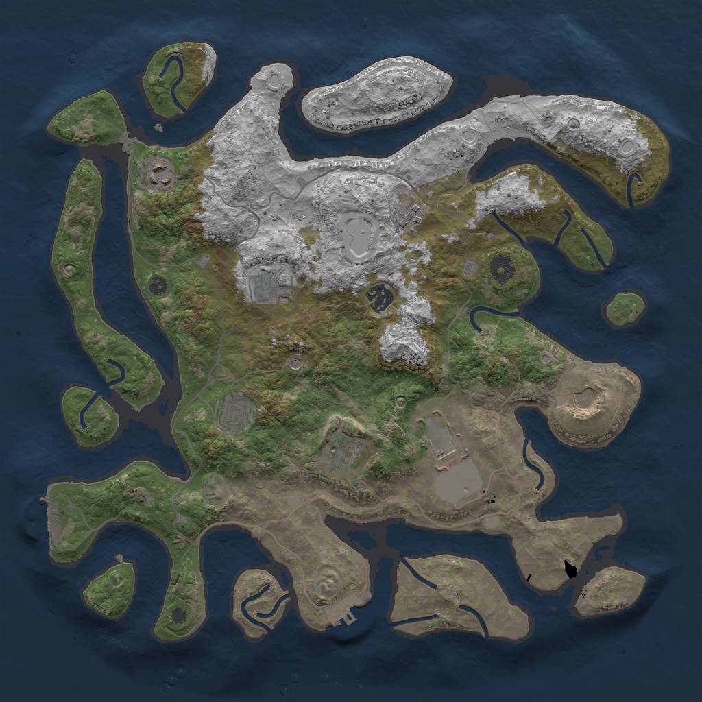 Rust Map: Procedural Map, Size: 4000, Seed: 3544, 16 Monuments