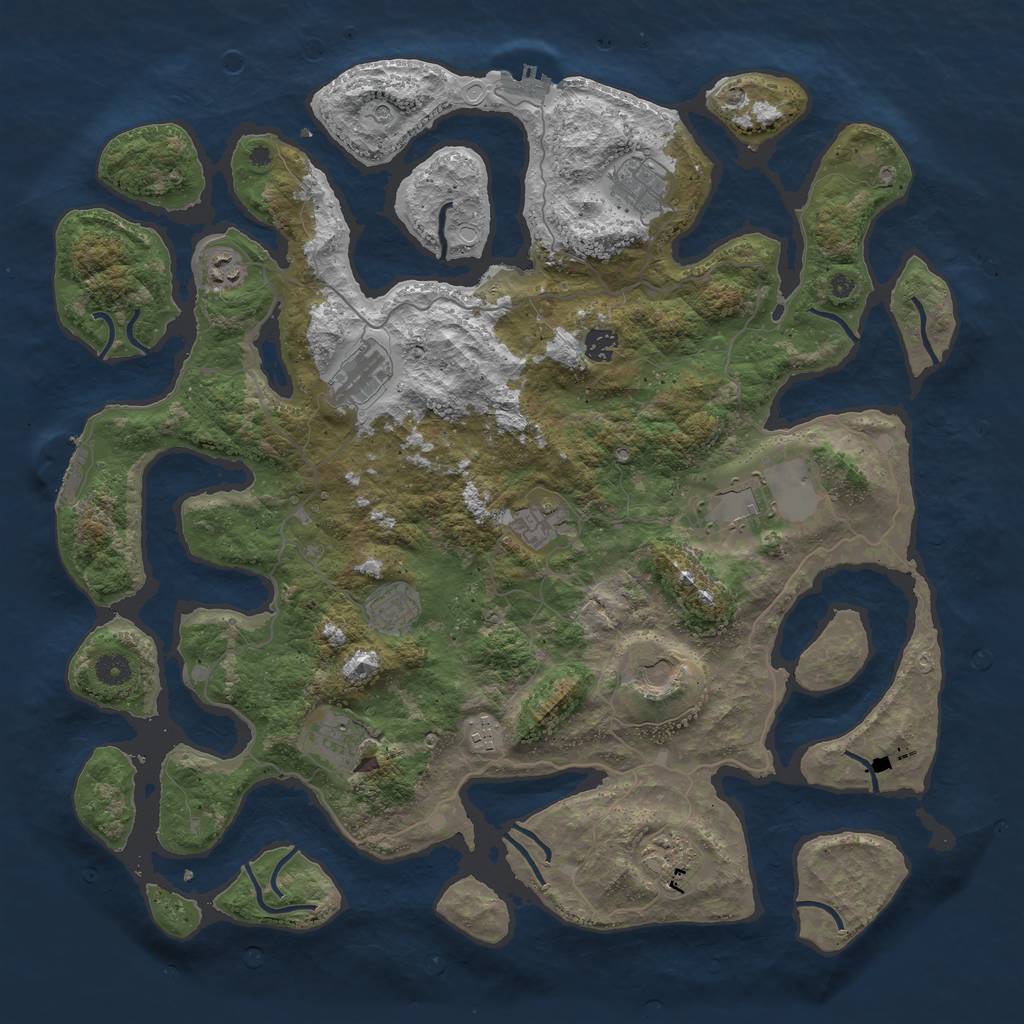 Rust Map: Procedural Map, Size: 4500, Seed: 611659764, 19 Monuments