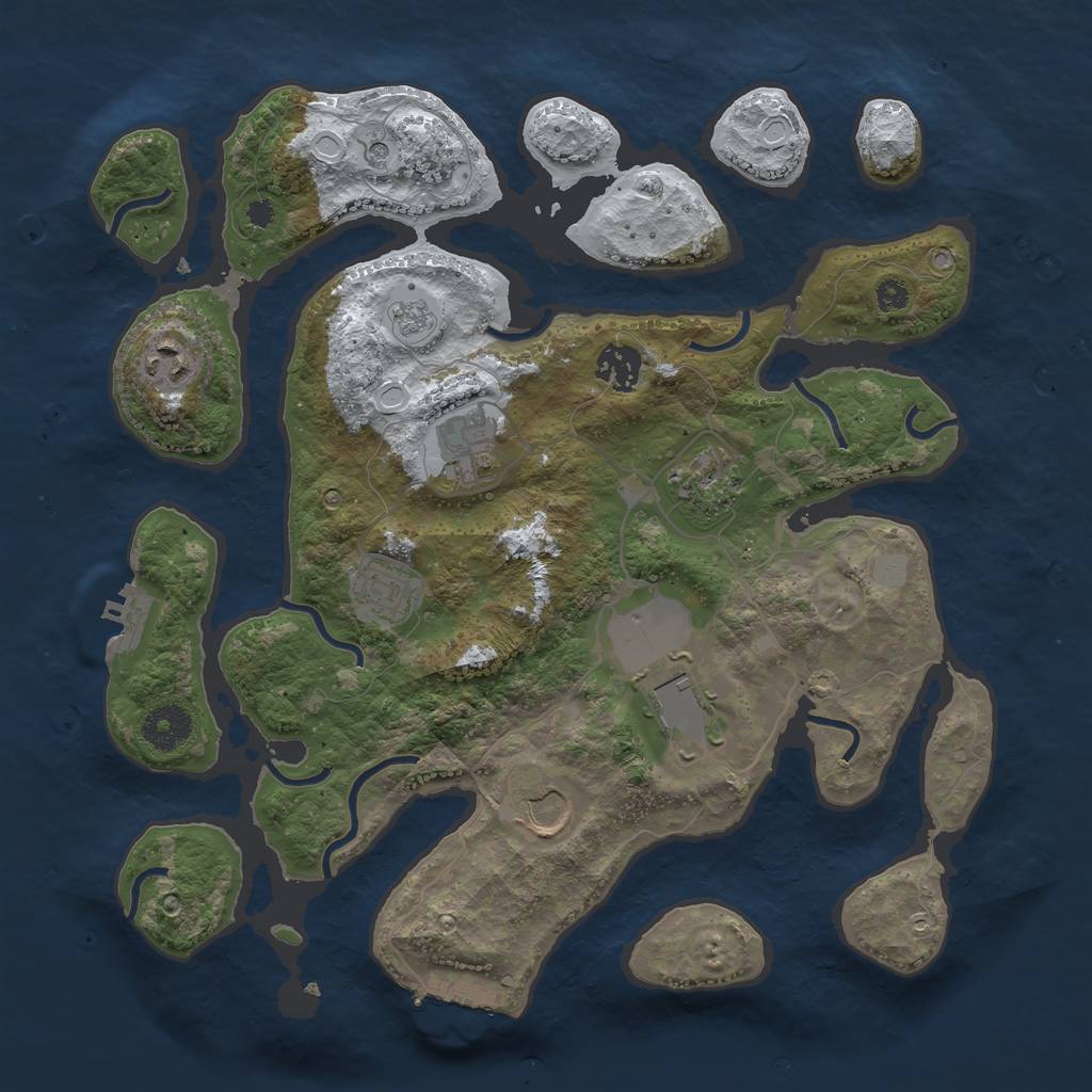 Rust Map: Procedural Map, Size: 3500, Seed: 1123450877, 16 Monuments