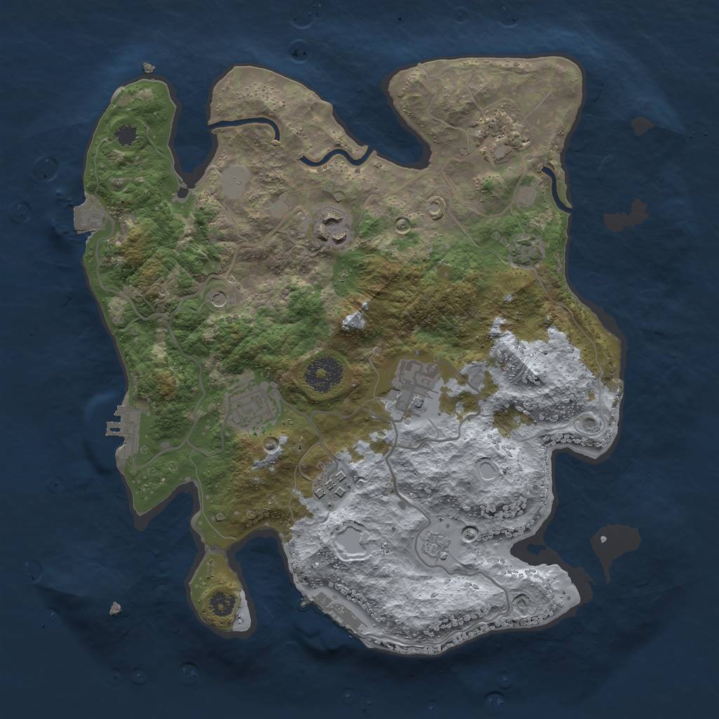 Rust Map: Procedural Map, Size: 3000, Seed: 619, 13 Monuments