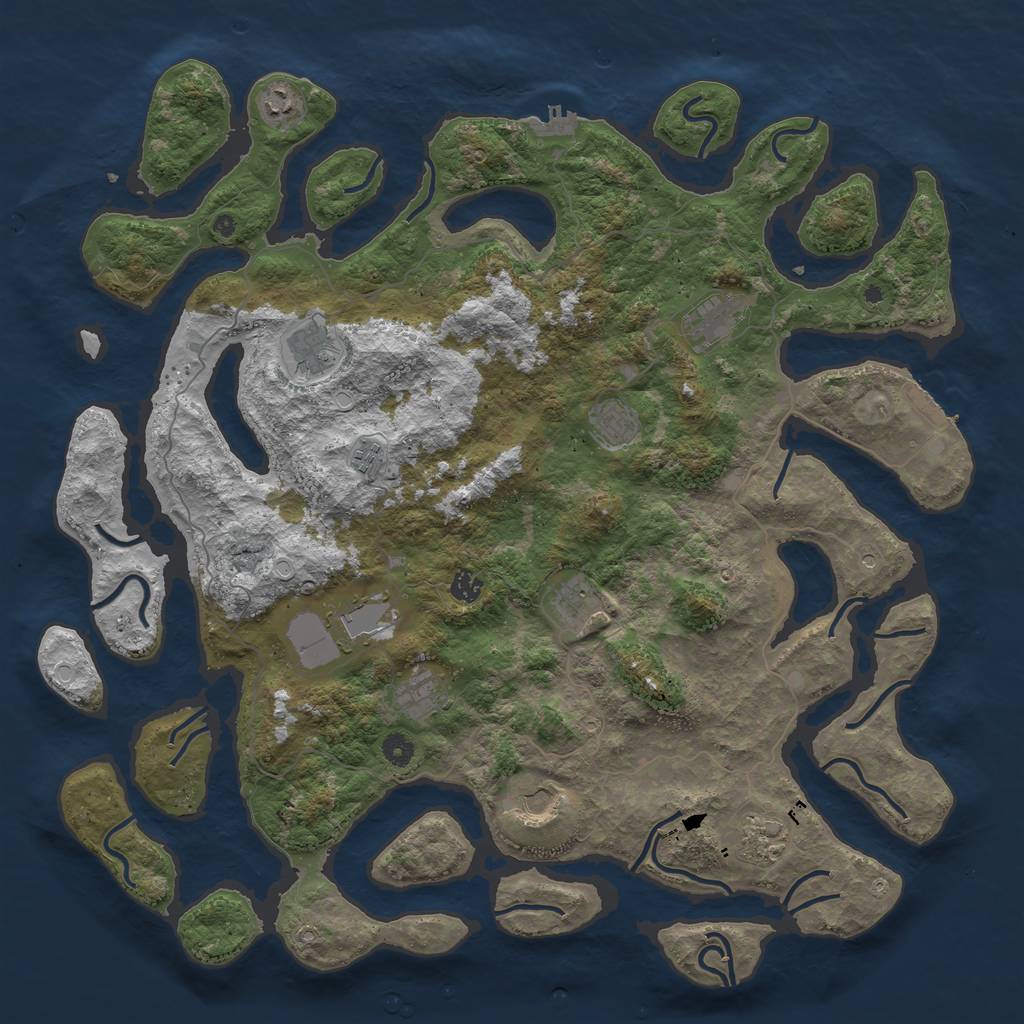 Rust Map: Procedural Map, Size: 4800, Seed: 1234567, 19 Monuments