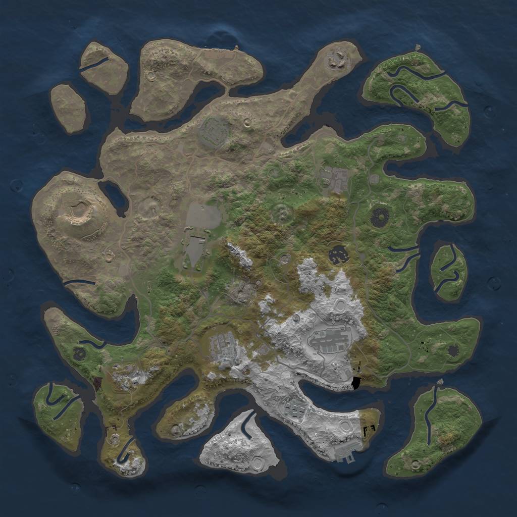 Rust Map: Procedural Map, Size: 4000, Seed: 917934, 18 Monuments