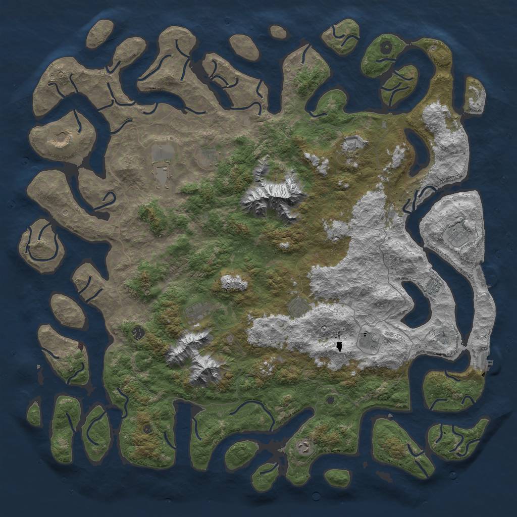 Rust Map: Procedural Map, Size: 6000, Seed: 84283994, 19 Monuments