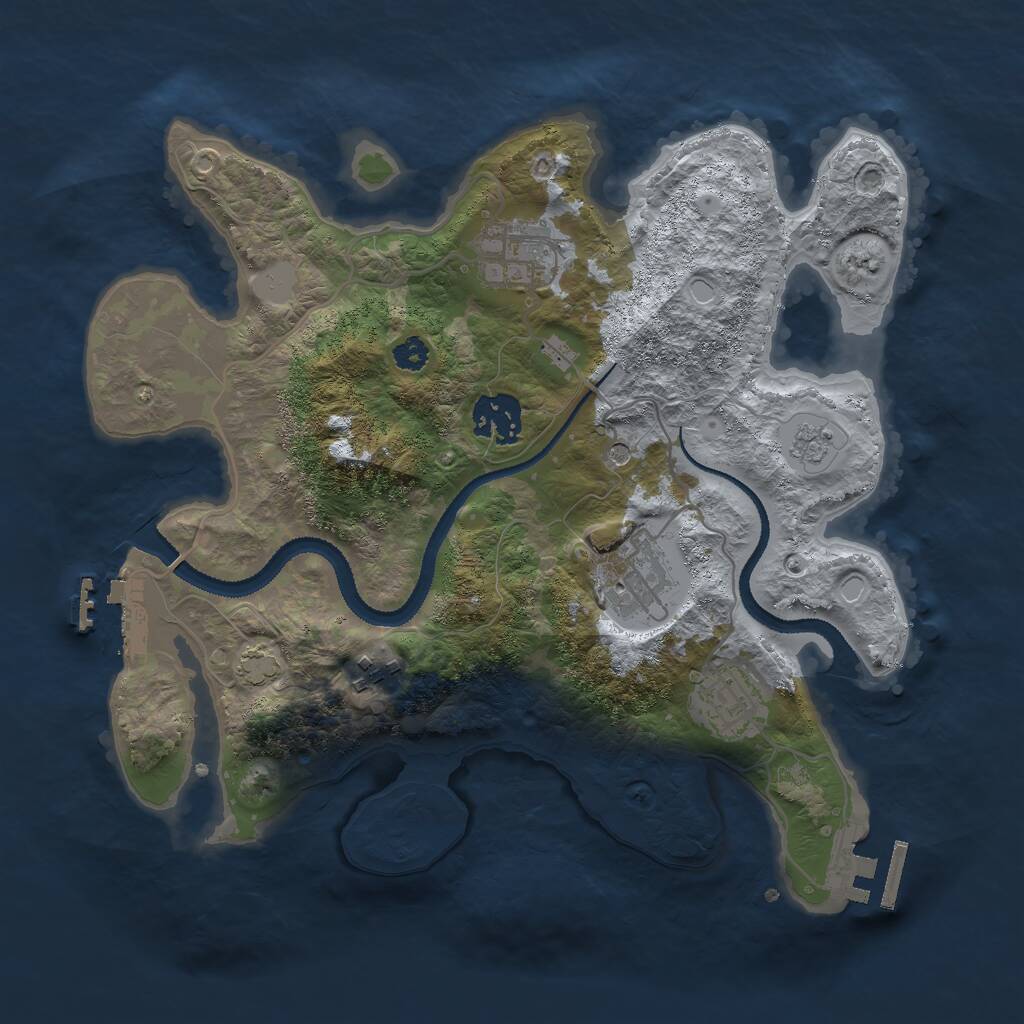 Rust Map: Procedural Map, Size: 3000, Seed: 400015, 11 Monuments