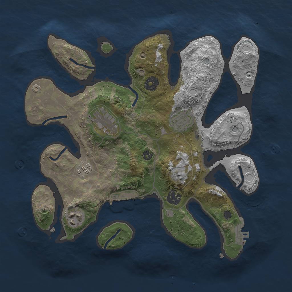 Rust Map: Procedural Map, Size: 3000, Seed: 400015, 13 Monuments