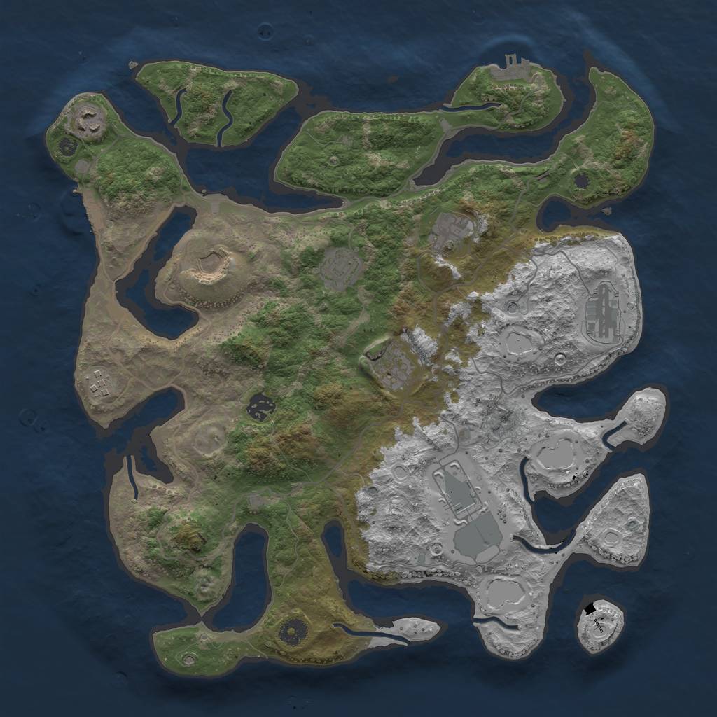 Rust Map: Procedural Map, Size: 4000, Seed: 571194974, 17 Monuments