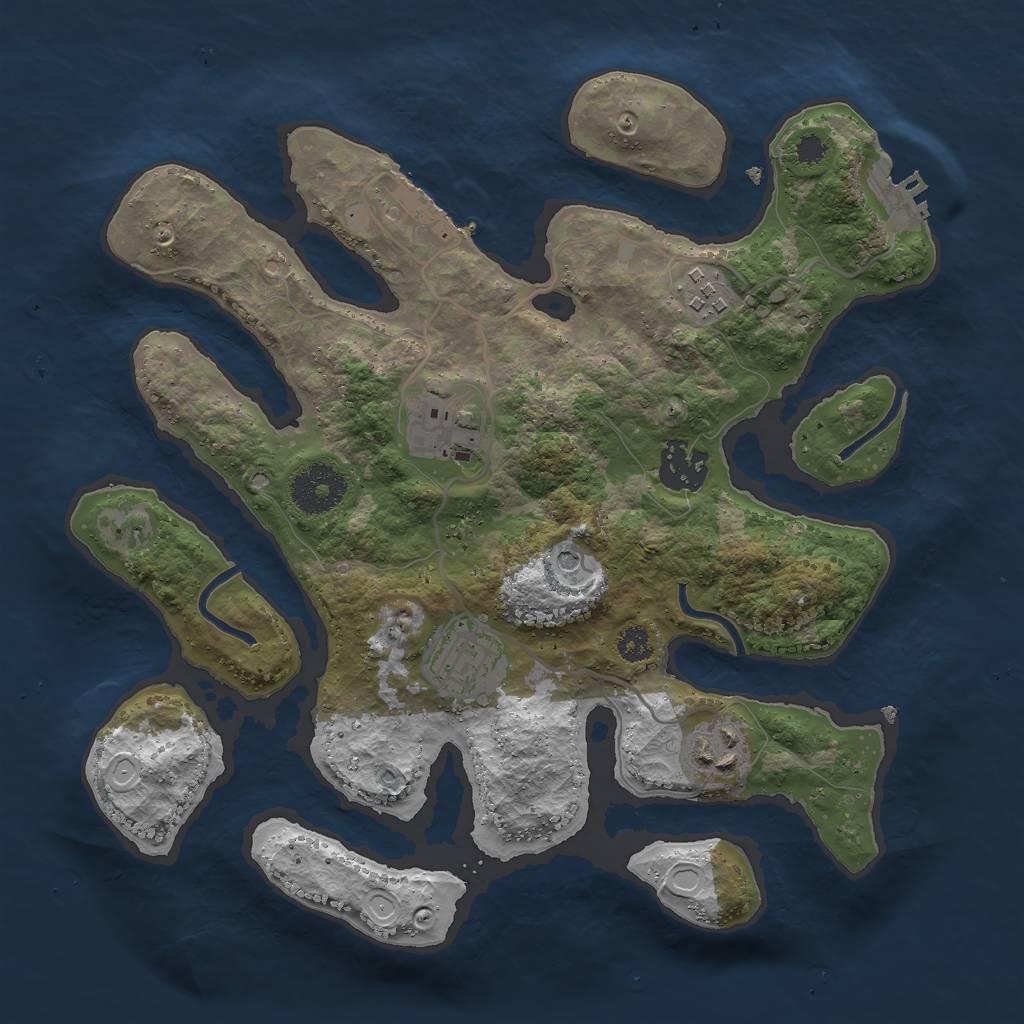 Rust Map: Procedural Map, Size: 3000, Seed: 1754115988, 13 Monuments