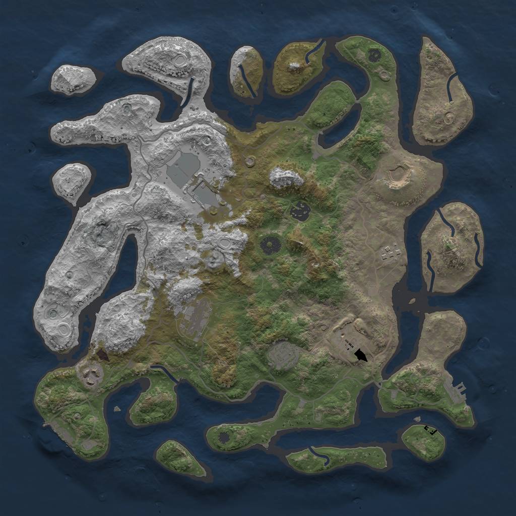 Rust Map: Procedural Map, Size: 4000, Seed: 8227594, 16 Monuments