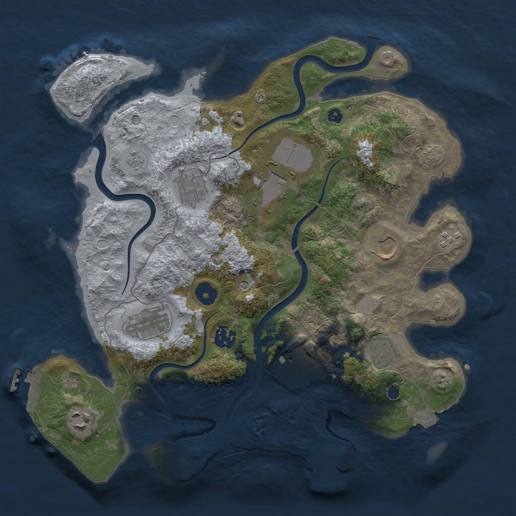 Rust Map: Procedural Map, Size: 3500, Seed: 1149693703, 15 Monuments