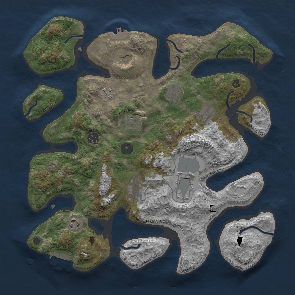 Rust Map: Procedural Map, Size: 3700, Seed: 26893, 17 Monuments