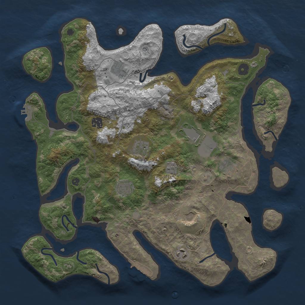 Rust Map: Procedural Map, Size: 4000, Seed: 2016266861, 17 Monuments