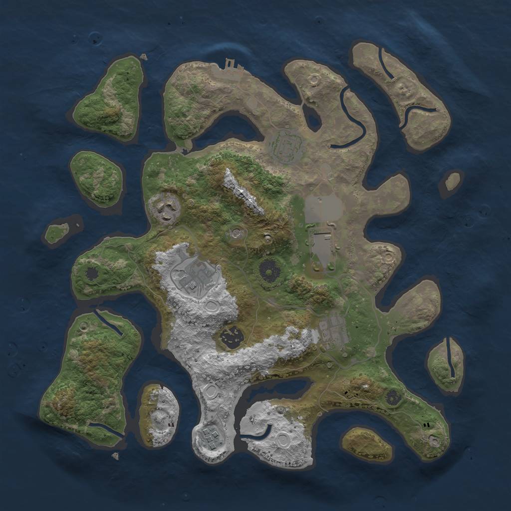 Rust Map: Procedural Map, Size: 3500, Seed: 871, 14 Monuments