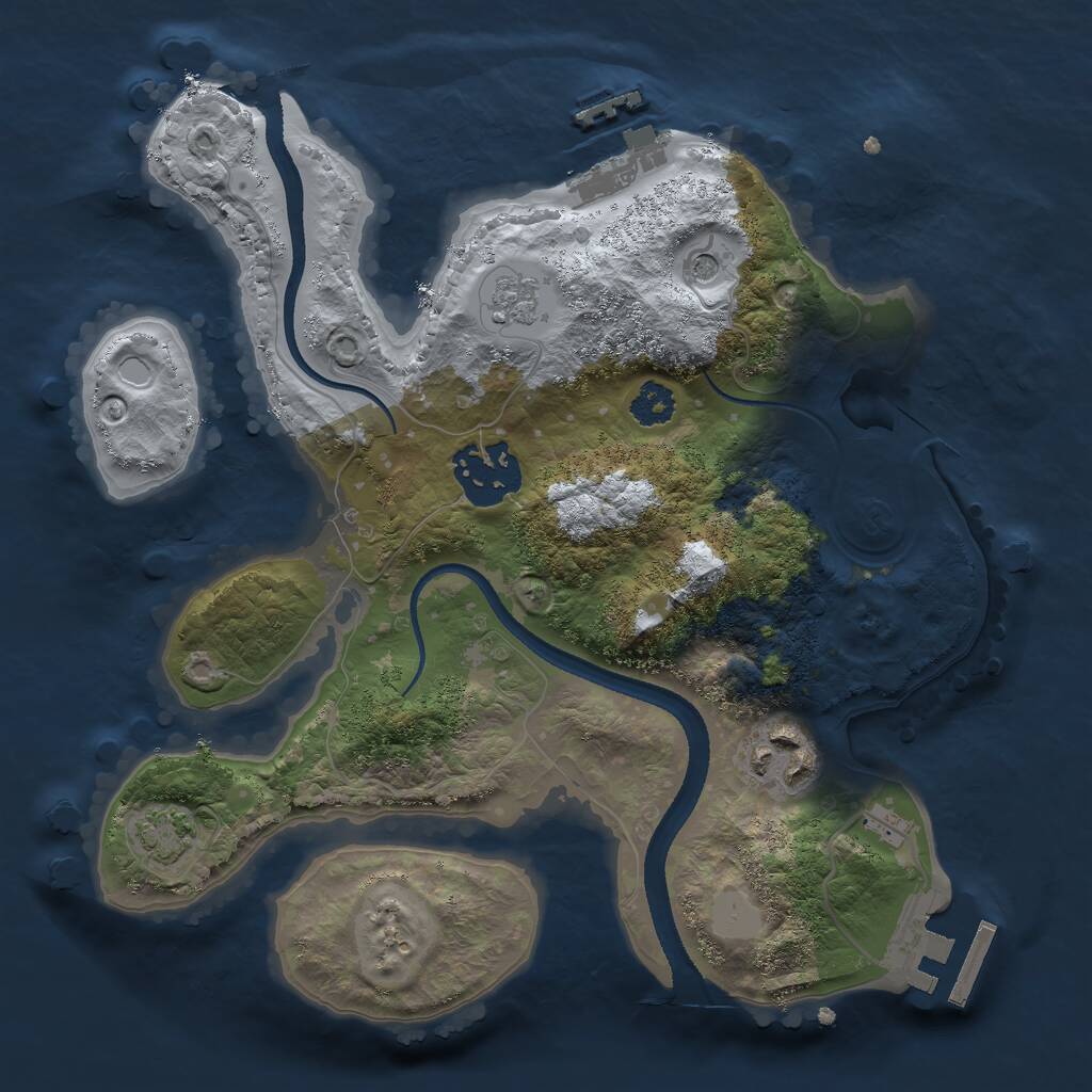 Rust Map: Procedural Map, Size: 2500, Seed: 2777747, 8 Monuments