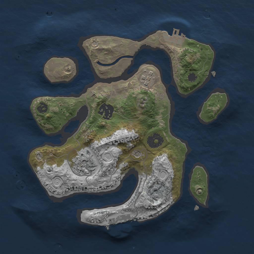 Rust Map: Procedural Map, Size: 2500, Seed: 2581457, 11 Monuments