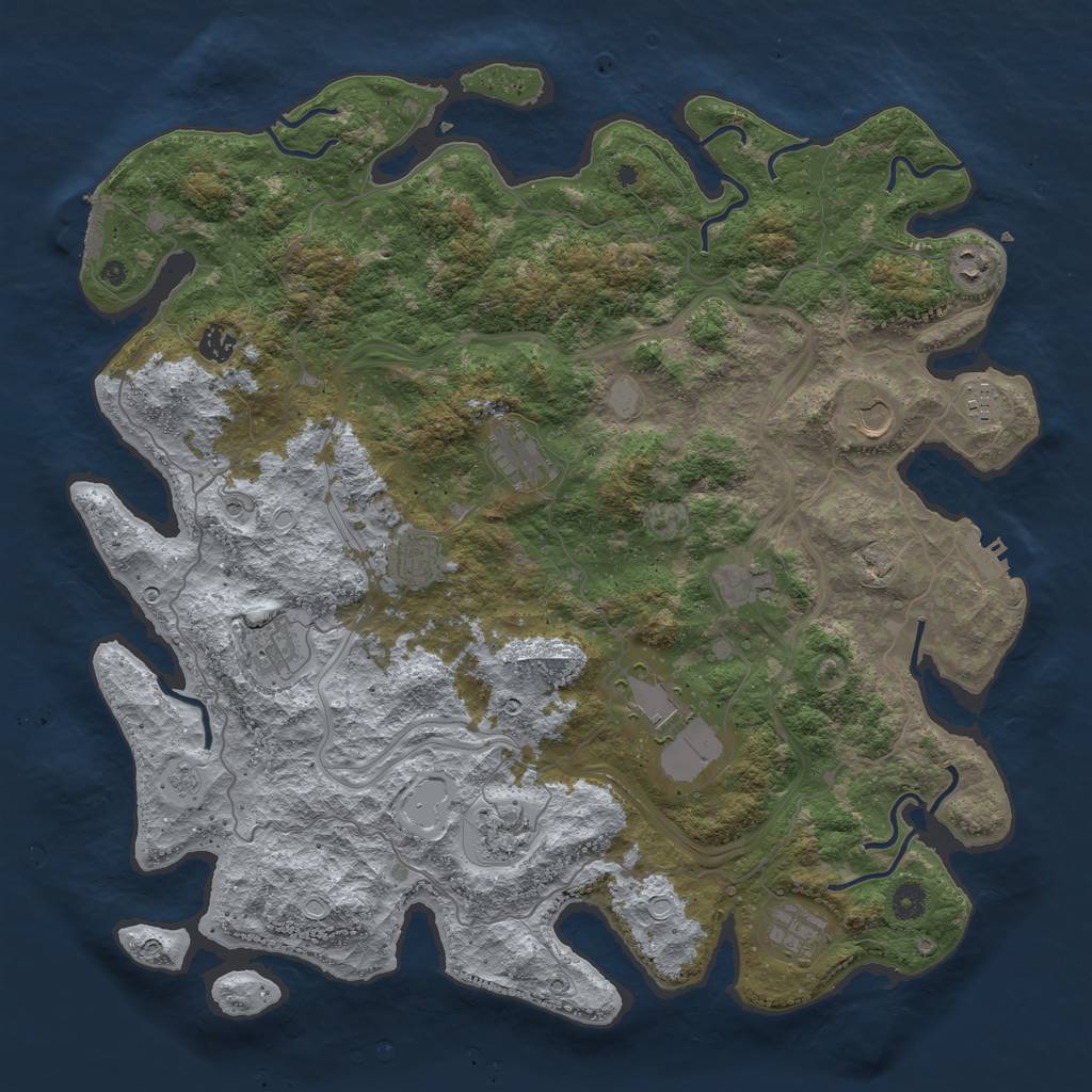 Rust Map: Procedural Map, Size: 4500, Seed: 6155165, 18 Monuments