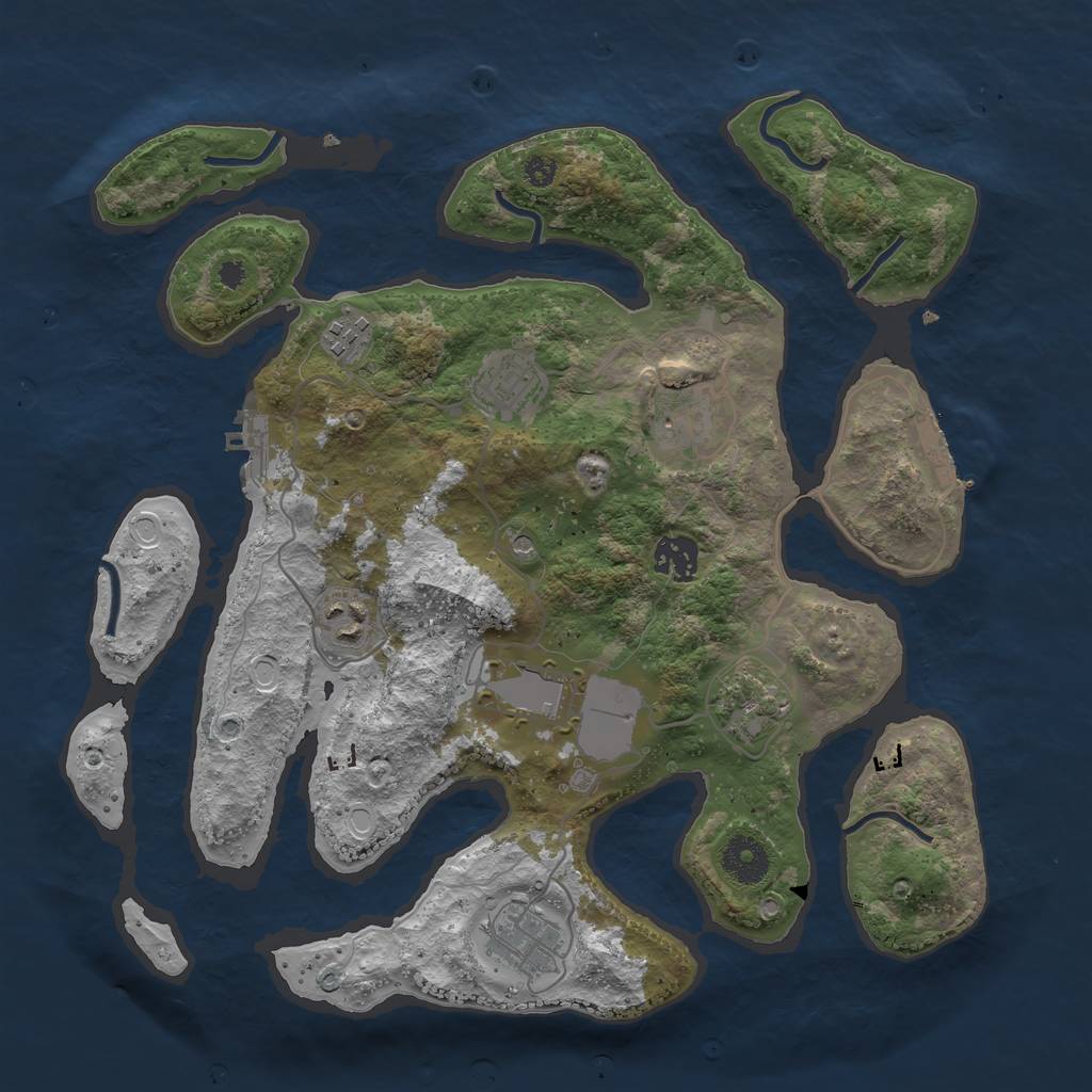 Rust Map: Procedural Map, Size: 3500, Seed: 67381879, 16 Monuments